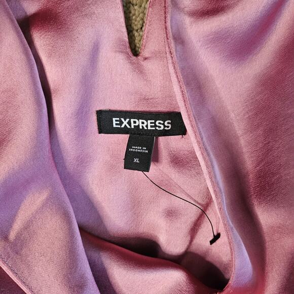 Express Blush Satin Belted Jumpsuit - Picture 5 of 7